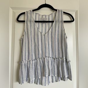 Rails Flowy V-Neck Tank in Blue and White Stripe